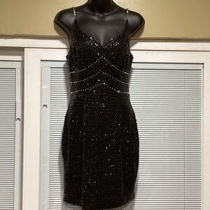 Niteline Black Sequin Mini Dress